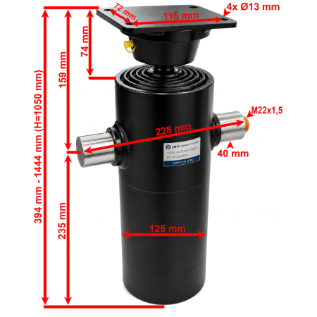 SIŁOWNIK HYDRAULICZNY PRZYCZEPY ST-5 1050 LW 10T